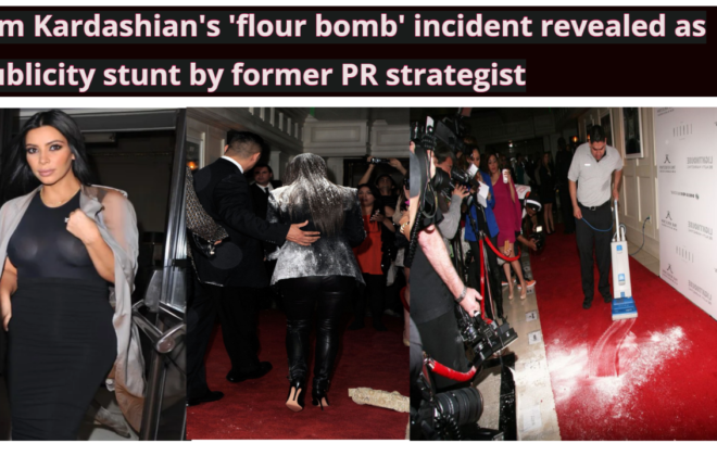 Kim Kardashians flour bomb incident revealed as publicity stunt by former PR strategist